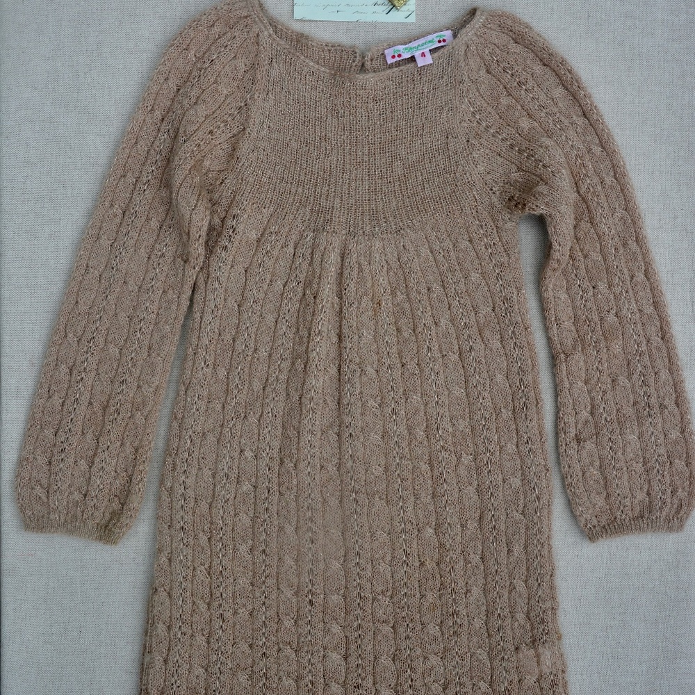 Bonpoint knit dress with mohair and gold threads - Size 4